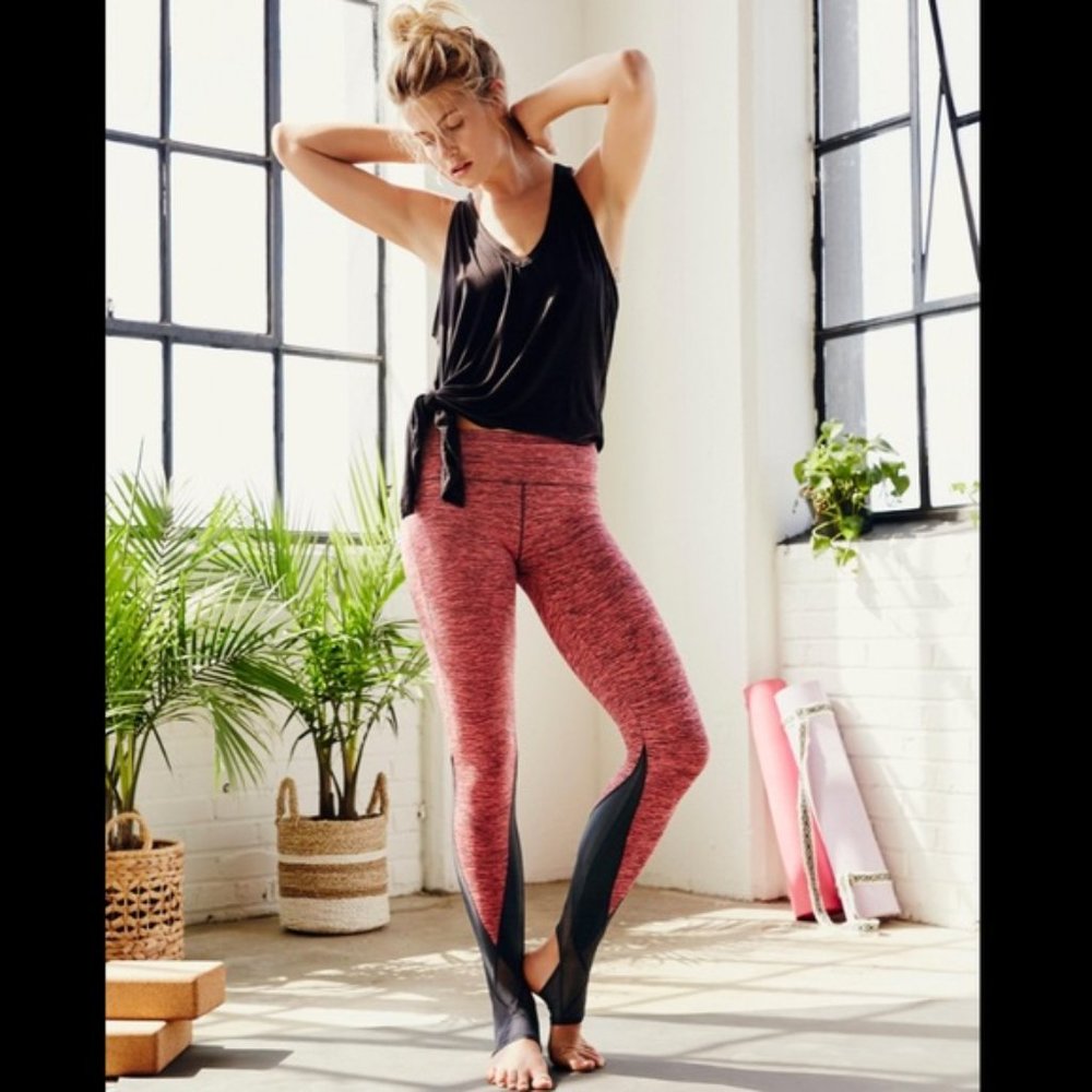 Free People High Rise Synthetic Vortex Stirrup Leggings Pink